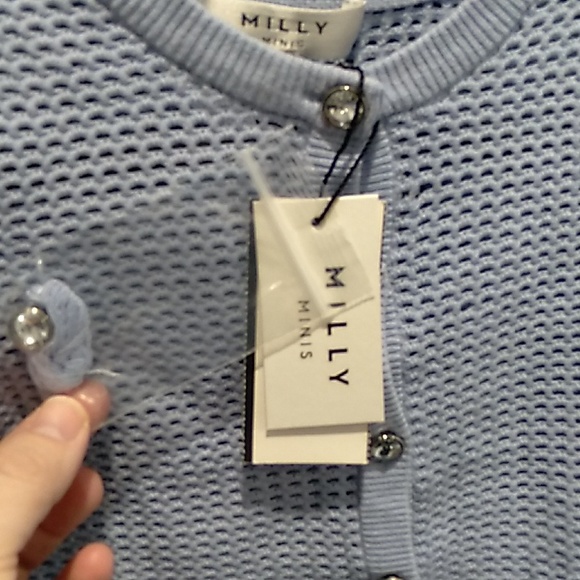 NWT Milly Minis size 2 blue textured mesh cardigan with beautiful buttons - Picture 5 of 6
